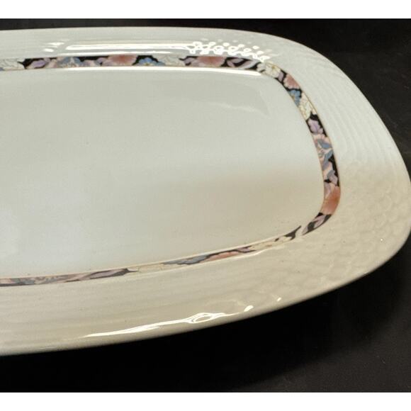 Lynns Fine China 14" Serving Platter Floral Band Design - Picture 3 of 7